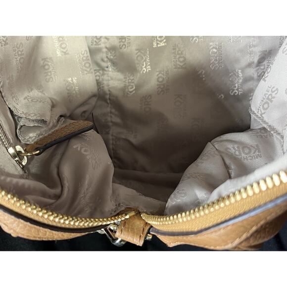 Michael Kors Authenticated Bristol Acorn Brown Leather Medium Satchel Gold Tone - Picture 13 of 16